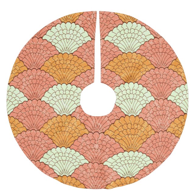 Shell Spectacle: Abstract Sea Patterns Brushed Polyester Tree Skirt (Front)