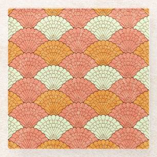 Shell Spectacle: Abstract Sea Patterns Glass Coaster