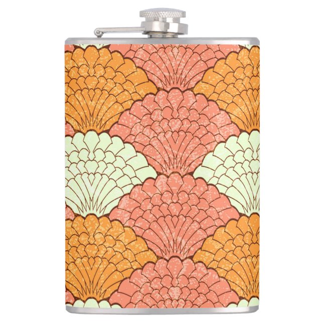 Shell Spectacle: Abstract Sea Patterns Hip Flask (Front)