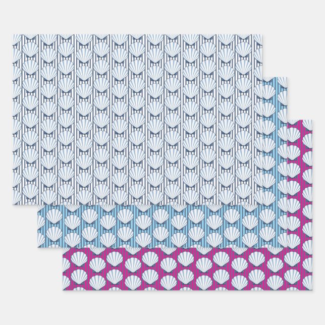 Shell Stripe Elegance! Wrapping Paper Sheet (Set)