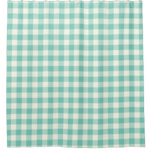 Shell Turquoise Gingham Shower Curtains