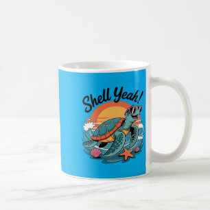 Shell Yeah Cute Turtle Ocean Beach Pun Summer Coffee Mug