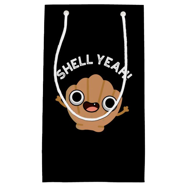 Shell Yeah Funny Seashell Pun Dark BG Small Gift Bag (Front)