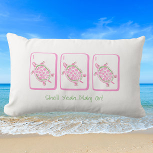 Shell Yeah... Mahj On! Coastal Sea Turtle Lumbar Cushion