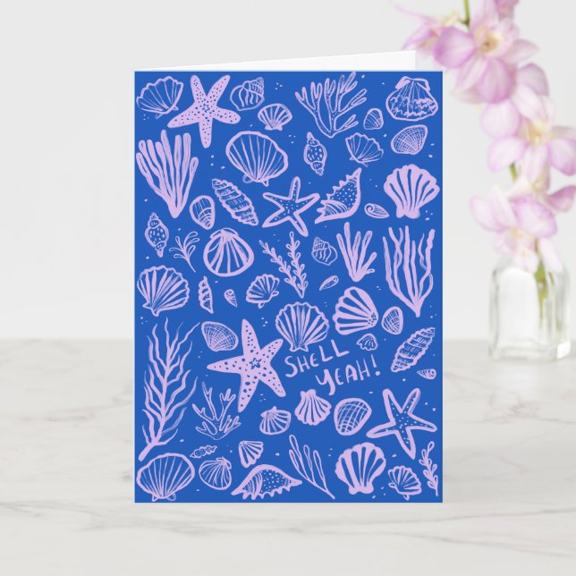 SHELL YEAH Seashell Beach Birthday Congratulations Card (Orchid)
