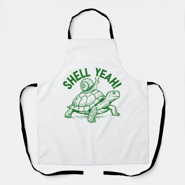 Shell Yeah Turtle Snail Funny Apron (Front)