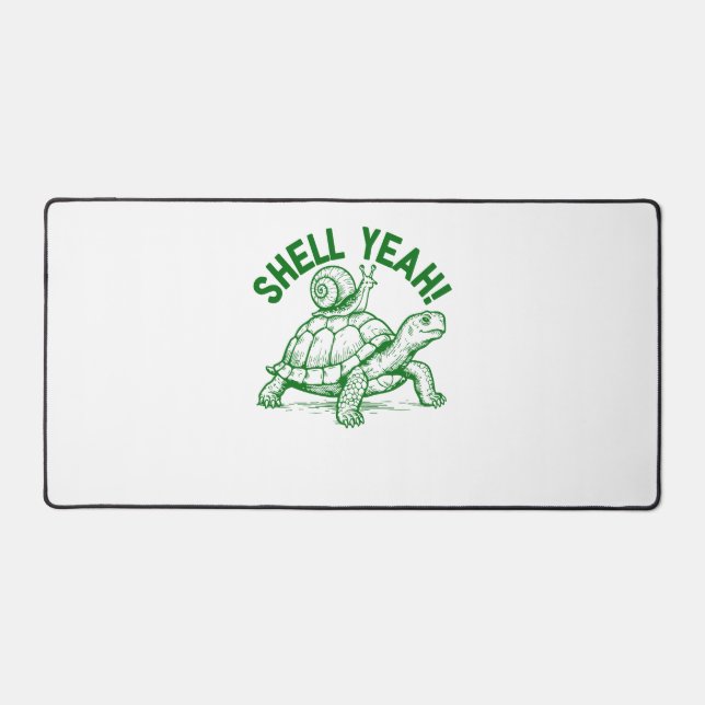Shell Yeah Turtle Snail Funny Desk Mat (Front)