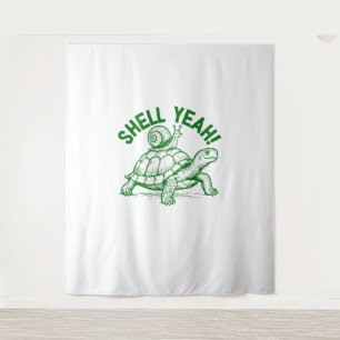 Shell Yeah Turtle Snail Funny Tapestry