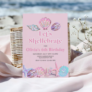 Shellebrate Seashell Beach Birthday Invitation