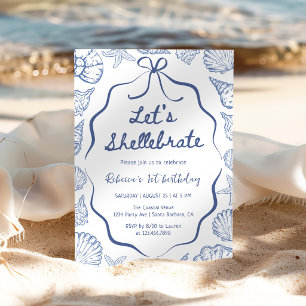 Shellebrate Seashell Coastal 1st Birthday Invitation