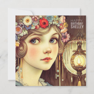 SHELLEY ~ Birthday Card ~ Retro Girl Blue Eyes ~