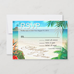 Shelley & Dan Exotic Beach RSVP ::custom:: Card