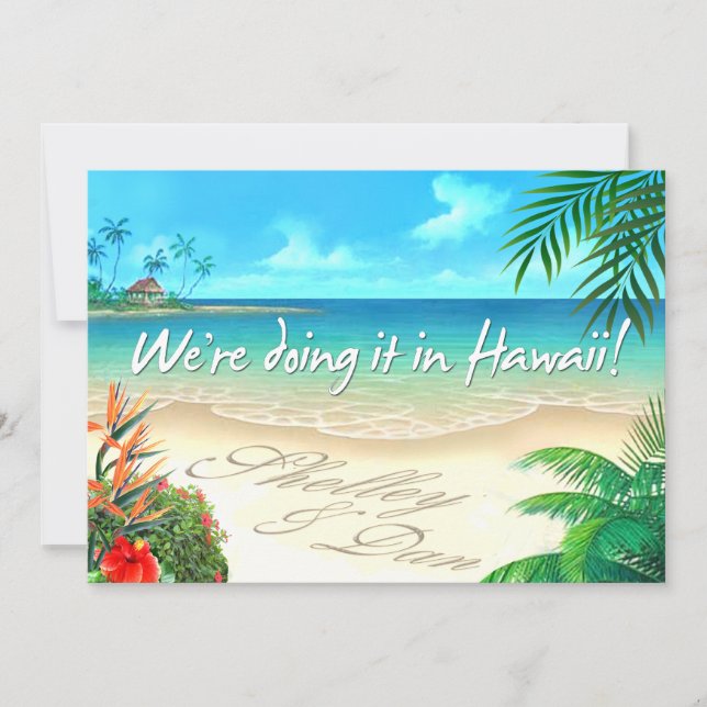 Shelley & Dan Exotic Beach Wedding ::custom:: Invitation (Front)