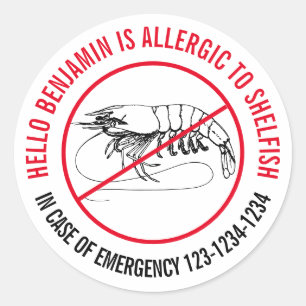 Shellfish Allergy  Classic Round Sticker