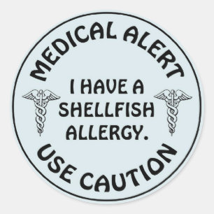 SHELLFISH ALLERGY CLASSIC ROUND STICKER