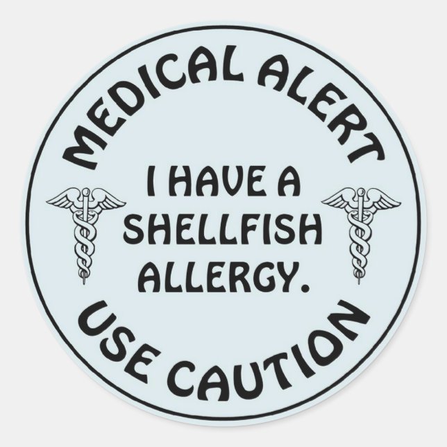 SHELLFISH ALLERGY CLASSIC ROUND STICKER (Front)