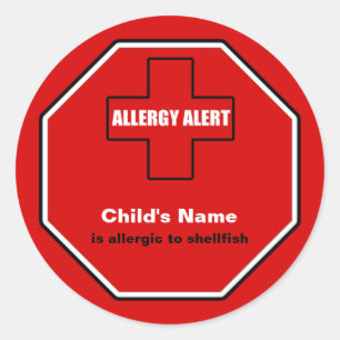 Shellfish Allergy Medical Alert Custom Std Sticker