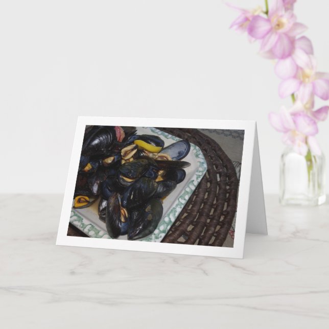 Shellfish Mussels in Bowl Card (Orchid)