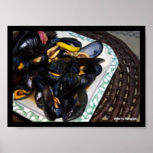 Shellfish Mussels in Bowl Poster