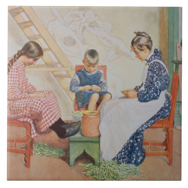 Shelling Peas, pub. in 'Lasst Licht Hinin'(`Let in Ceramic Tile (Front)