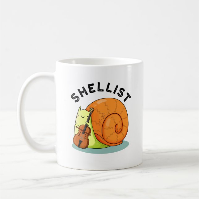 Shellist Funny Snail Cello Pun  Coffee Mug (Left)
