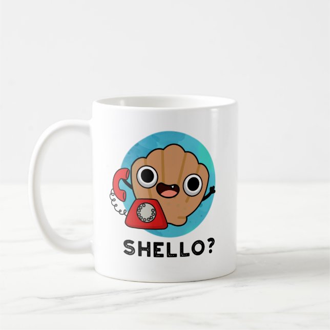 Shello Funny Sea Shell Pun  Coffee Mug (Left)