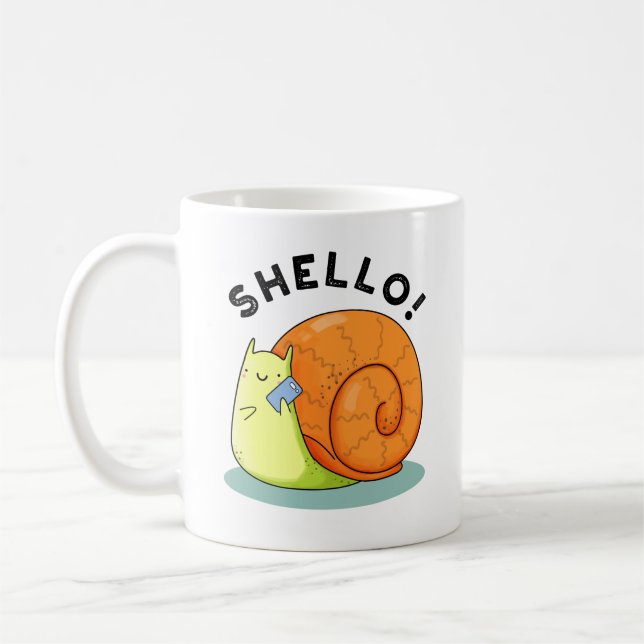 Shello Funny Snail Cellphone Pun  Coffee Mug (Left)