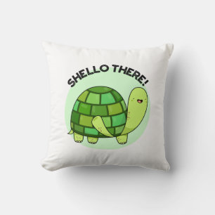 Shello There Funny Tortoise Pun  Cushion