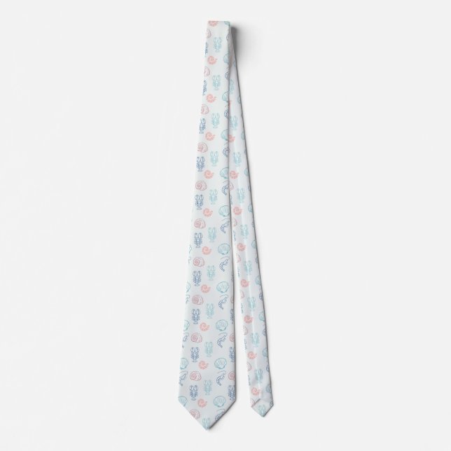 Shells and Shellfish Pattern Tie (Front)