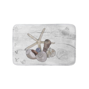 Shells and starfish bath mat