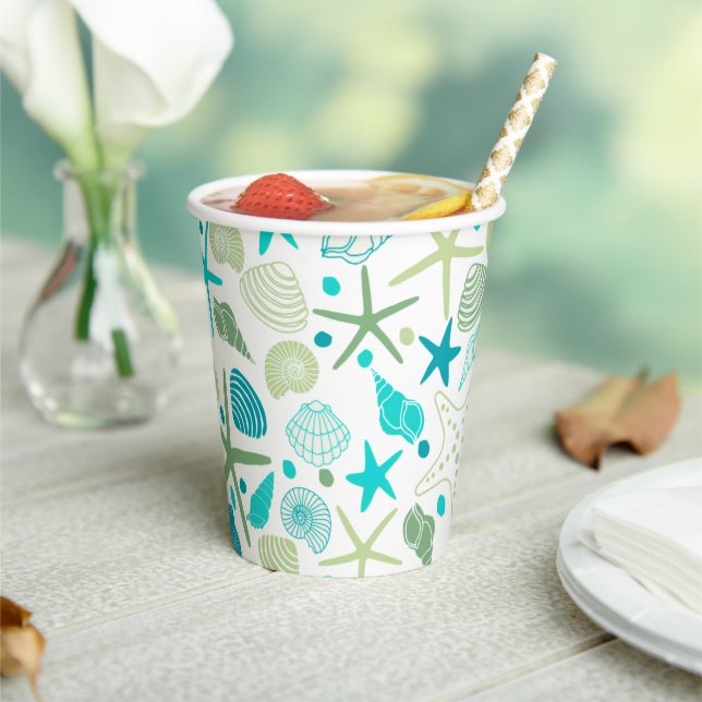 Shells and Starfish Paper cup (Insitu)