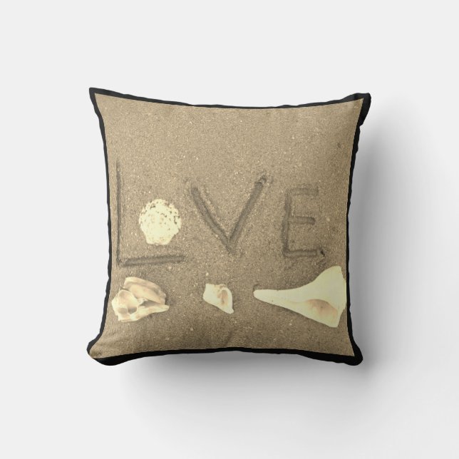 shells & heart on beach custom wedding pillow (Front)