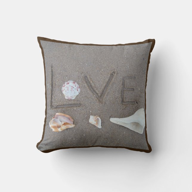 shells & heart on beach custom wedding pillow (Front)