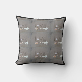 shells & heart on beach custom wedding pillow