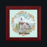 Shells Illinois Lighthouse Gift Box<br><div class="desc">Shells Illinois Lighthouse gift box by ArtMuvz Illustration. Matching Lighthouse apparel, Light house t-shirts, Lighthouses gifts. Lighthouse t-shirt, nautical and birthday gifts, lighthouse collector apparel.Lighthouse gifts are a great way to show someone you care, especially if they love the ocean, the coast, or lighthouses themselves. Lighthouses are iconic symbols of...</div>