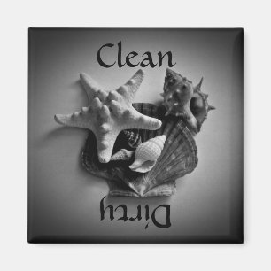 Shells in black and white Clean or Dirty magnet