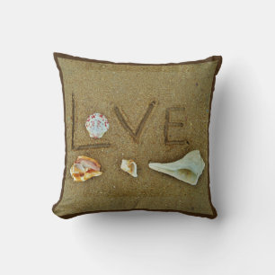 shells & Love on beach custom wedding pillow