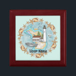 Shells Michigan Lighthouse  Gift Box<br><div class="desc">Shells Michigan Lighthouse gift box by ArtMuvz Illustration. Matching Lighthouse t-shirts, Lighthouse gifts. Lighthouse t-shirt, christmas and birthday gifts, lighthouse collector apparel. Lighthouse gifts are a great way to show someone you care, especially if they love the ocean, the coast, or lighthouses themselves. Lighthouses are iconic symbols of hope, guidance,...</div>