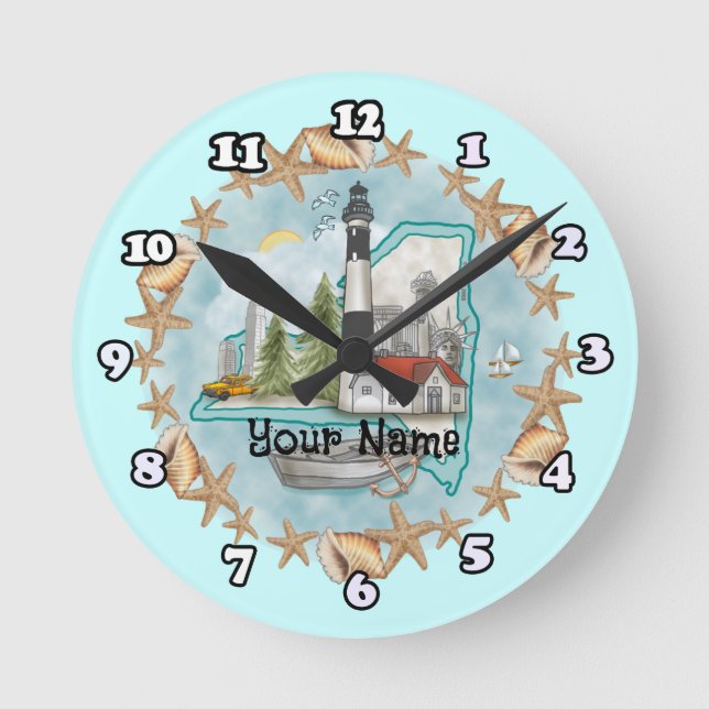 Shells New York Lighthouse  clock (Front)