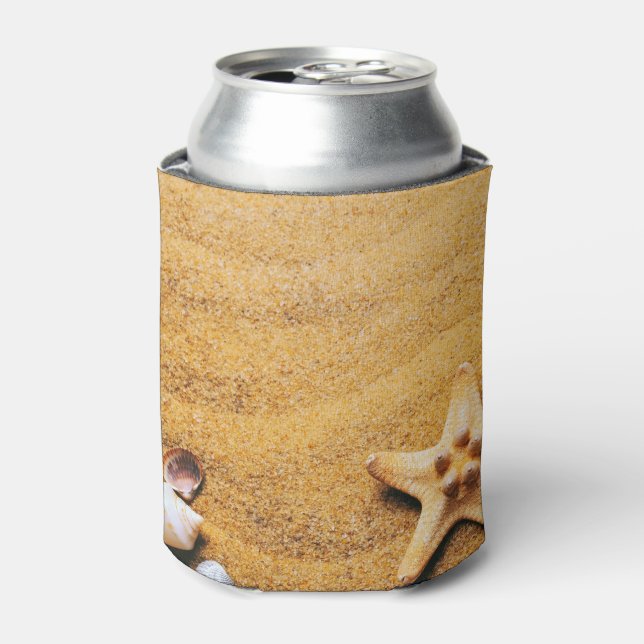 Shells on the beach can cooler (Can Front)