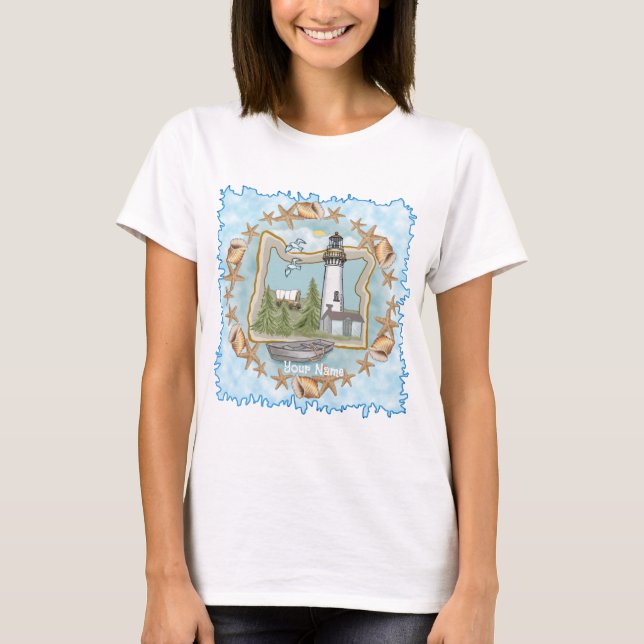 Shells Oregon Lighthouse  t-shirt  (Front)