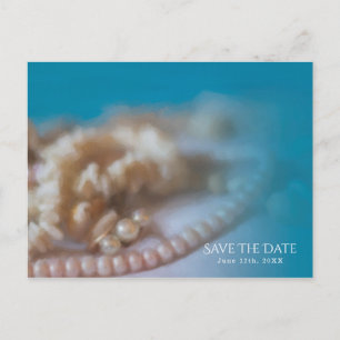Shells & Pearls Elegant Painted Save the Date Announcement Postcard