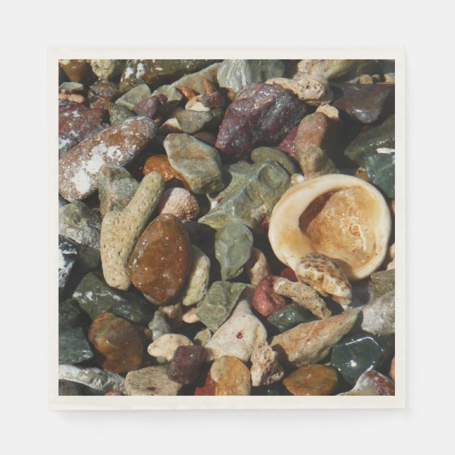 Shells, Rocks and Coral Nature Photography Napkin (Front)