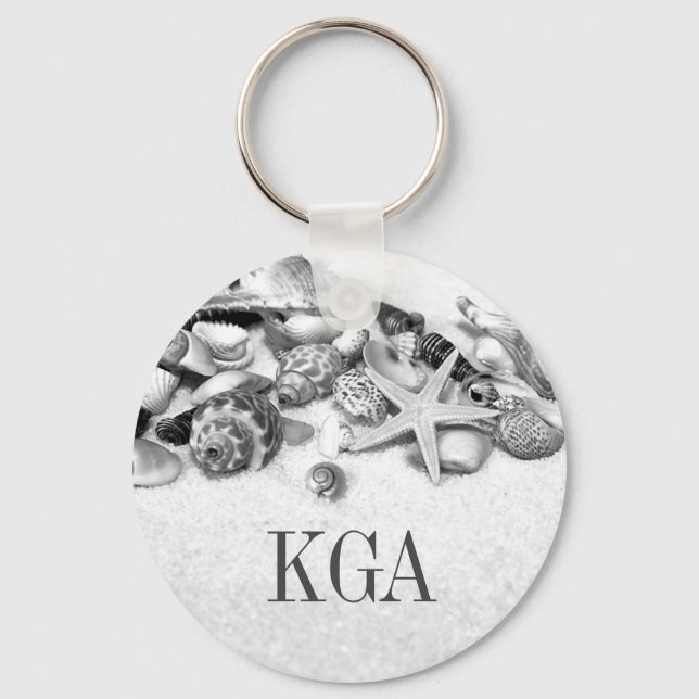 Shells & Starfish Monogrammed Key Ring (Front)
