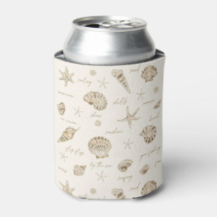 Shells Starfish Sun Fun Text Sandstone ID918 Can Cooler