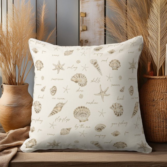 Shells Starfish Sun Fun Text Sandstone ID918  Cushion (Creator Uploaded)