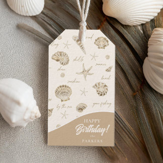 Shells Starfish Sun Fun Text Sandstone ID918 Gift Tags