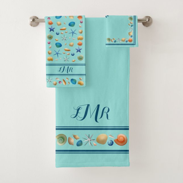 Shells & Stripes Bath Towel Set (Insitu)