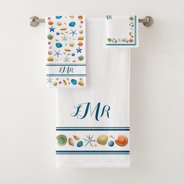 ***Shells & Stripes Bath Towel Set (Insitu)