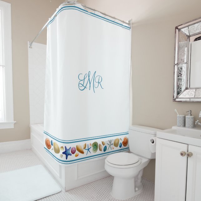 Shells & Stripes Shower Curtain (In Situ)